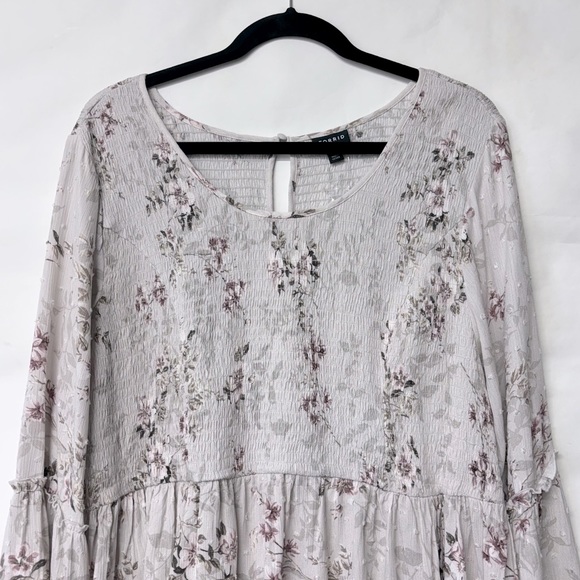Torrid Victorian Babydoll Crinkle Gauze Midi Top Blouse Floral Ivory Plus Size 3 - Picture 3 of 16